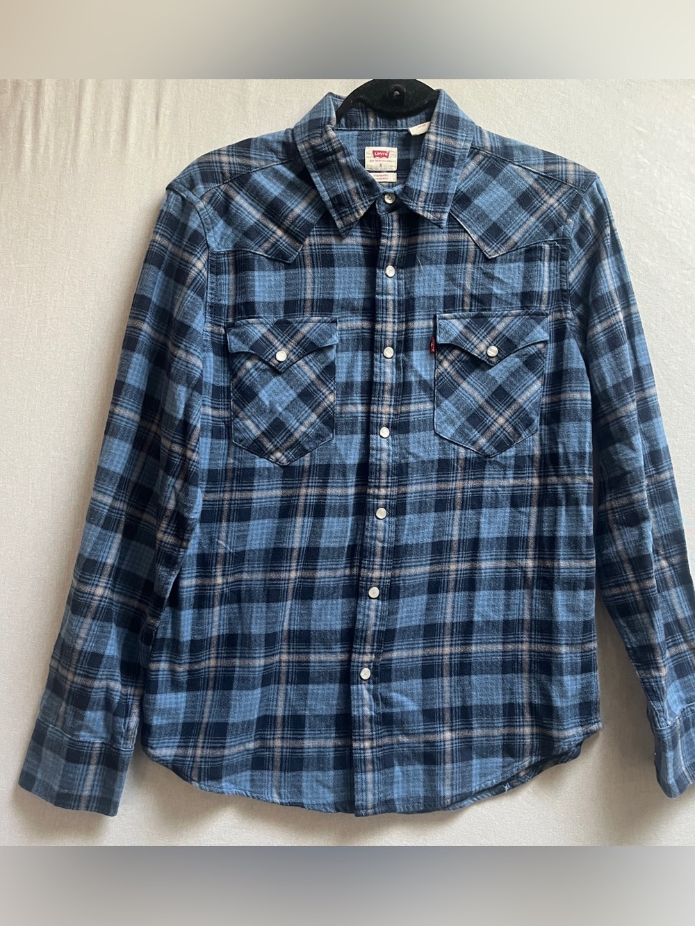 Levi’s Men’s Blue Plaid Pearl Snap Western Shirt Size S